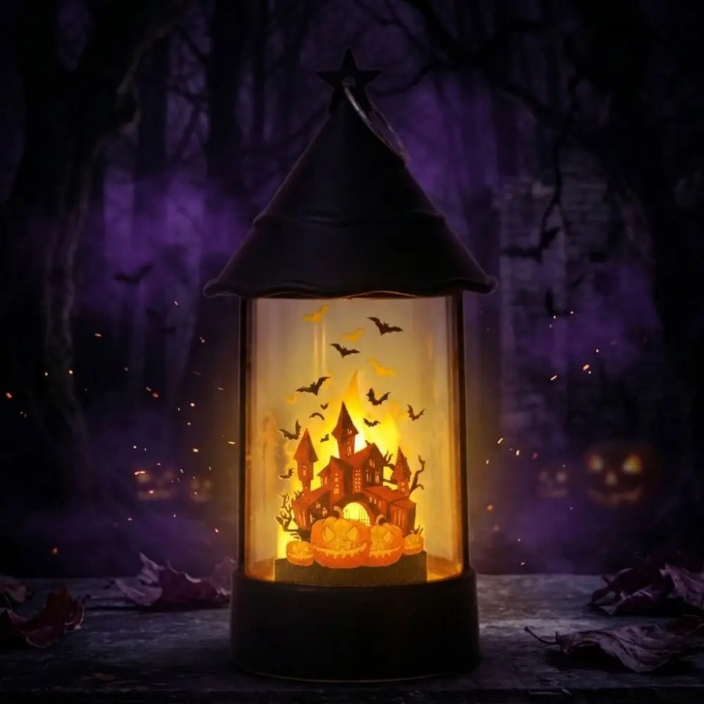 Vintage Halloween LED Lamp Portable Decorative Halloween Decorative Light Waterproof Soft Warm Glow Ghost Festival Lantern