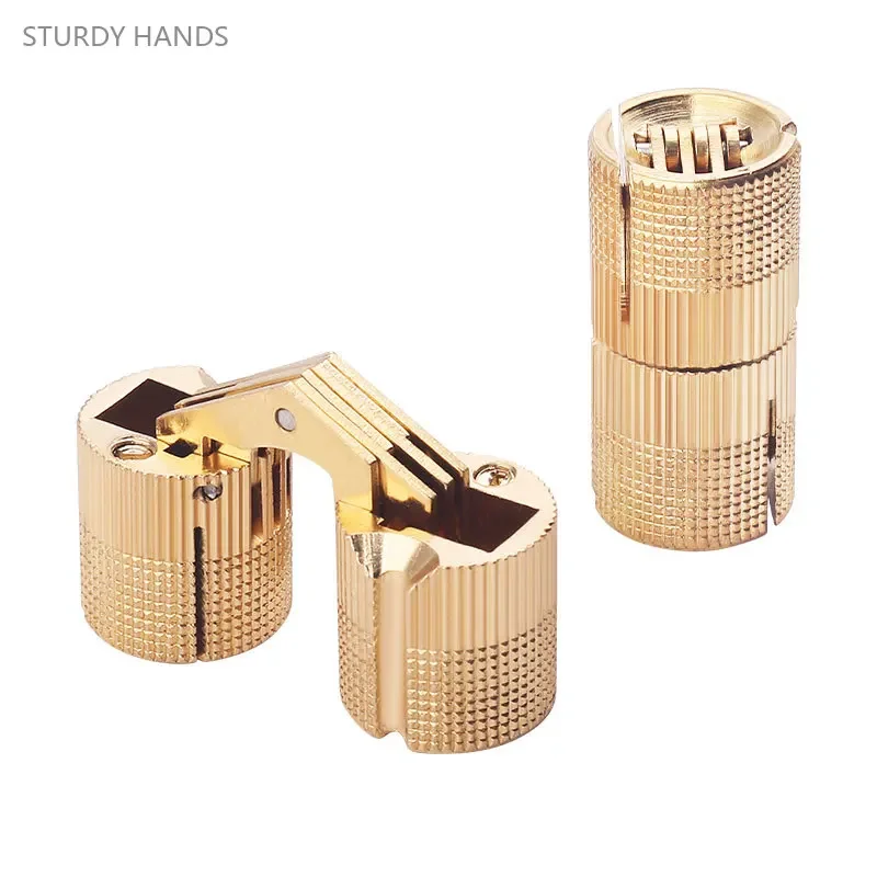 

6PCS brass cabinet door flap hinge concealed cylindrical box decoration box 180 degree cross hinge hardware accessories