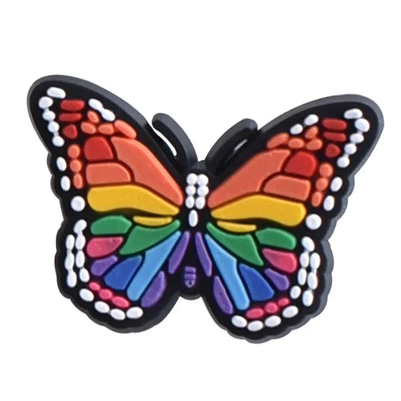 Dijes de mariposas coloridas para zapatos, sandalias Crocs, alfileres para zuecos, insignias para Jeans, decoraciones para niños, hebilla, accesorios para zapatos