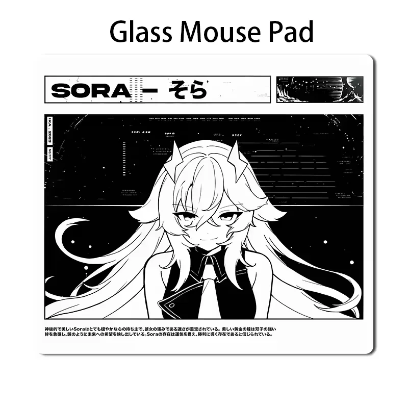 Cute Cartoon Girl Anime Antique Girl Mask Glass Mouse Pad Ee-sports Gaming Keyboard Office Desktop Decoration Student Dormitory