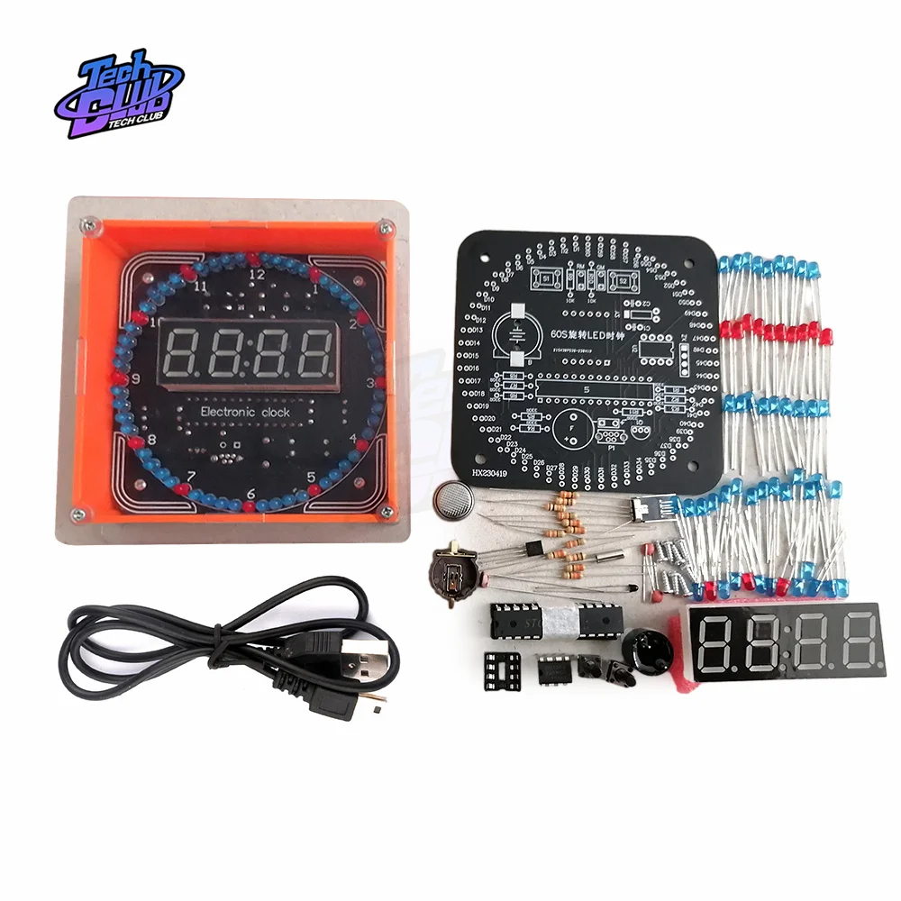 DIY Rotating Digital LED Display Module Alarm Electronic Digital Clock Kit 51 SCM Learning Board Home Supply