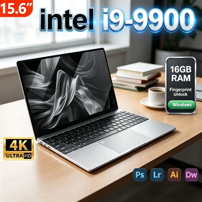 Intel Core i9 9900 15.6 Inch Ultra Slim Laptop 32GB RAM 512GB 1TB 2TB SSD 8C 16T 5GHz Gaming Notebook 1920x1080 Office Pro