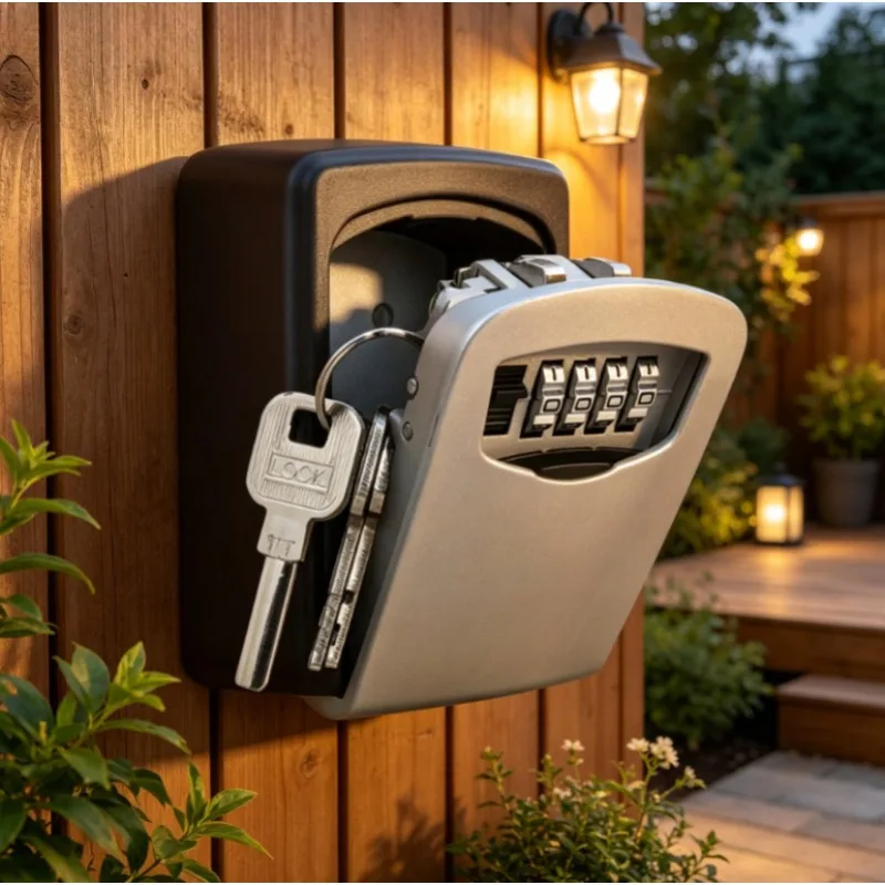 Wall Mount Key Safe Box - Flip-Top Combination Lock for Home, Office & Travel, Secure Outdoor Key Storage with Resettable Code
