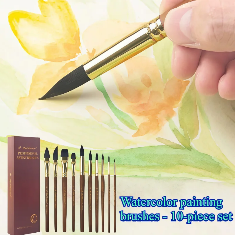 Watercolor Painting Brushes 10-piece Set Art Students Acrylic/Oil Painting Coloring Doodle Auxiliary Tools Painting Brushes Set