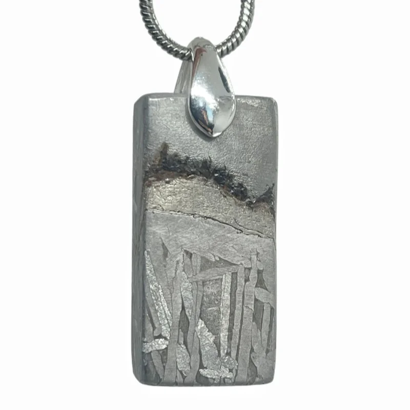 Muonionalusta Meteorite Rectangular Tag Pendant Outer Space Mineral Specimen Pendant Fashion Jewelry Gift -LK661