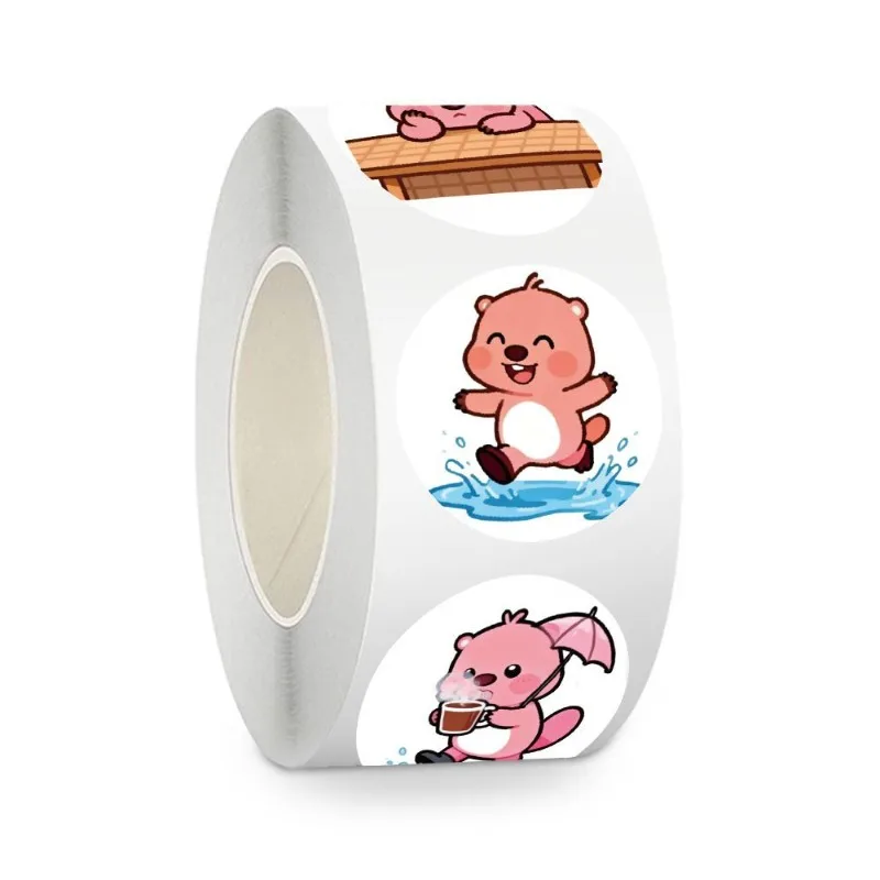 500Pcs Cute Loopy Stickers, Cartoon Pink Beaver Decals, Stylish DIY Decor Stickers for Water Bottle, Journal & Crafts view 2