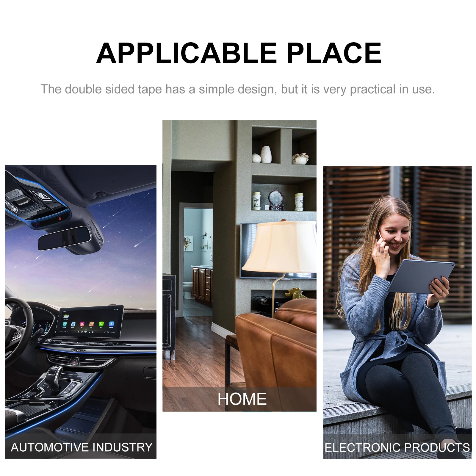 

2 Rolls Double-Sided Tape Pet Heat Resistant Adhesive Simple Design Easy to Use Lightweight No Residue