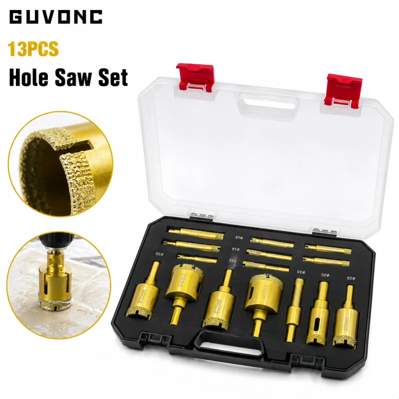 12PCS Diamond Coated Hole Saw Bits 6-35mm Hex Shank Tile Hole Cutter Glass Drill Bits for Marble Ceramic Home DIY Installation