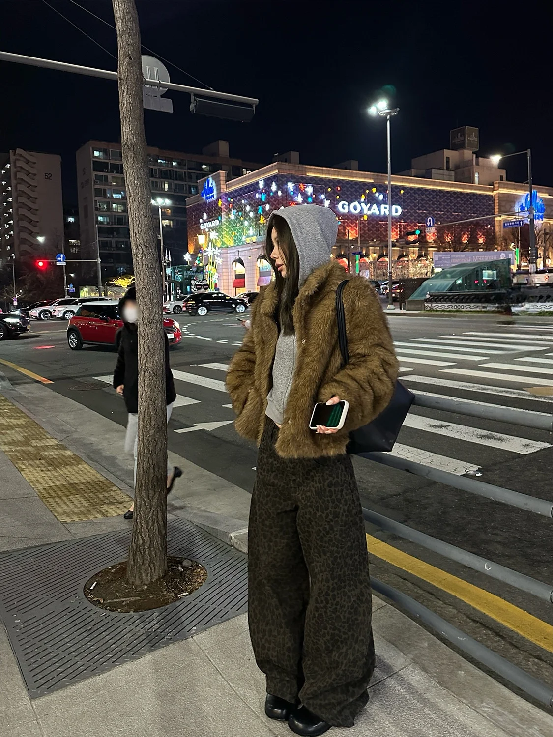 

American Style Retro Leopard Print Straight Leg Jeans Women's Autumn Winter Loose Slim Wide Leg Pants Casual Cotton Denim