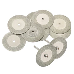 Disco da taglio diamantato in vetro di giada di pietra da 10 pezzi 35mm adatto per utensili rotanti Dremel accessori trapani lama da taglio con due mandrini