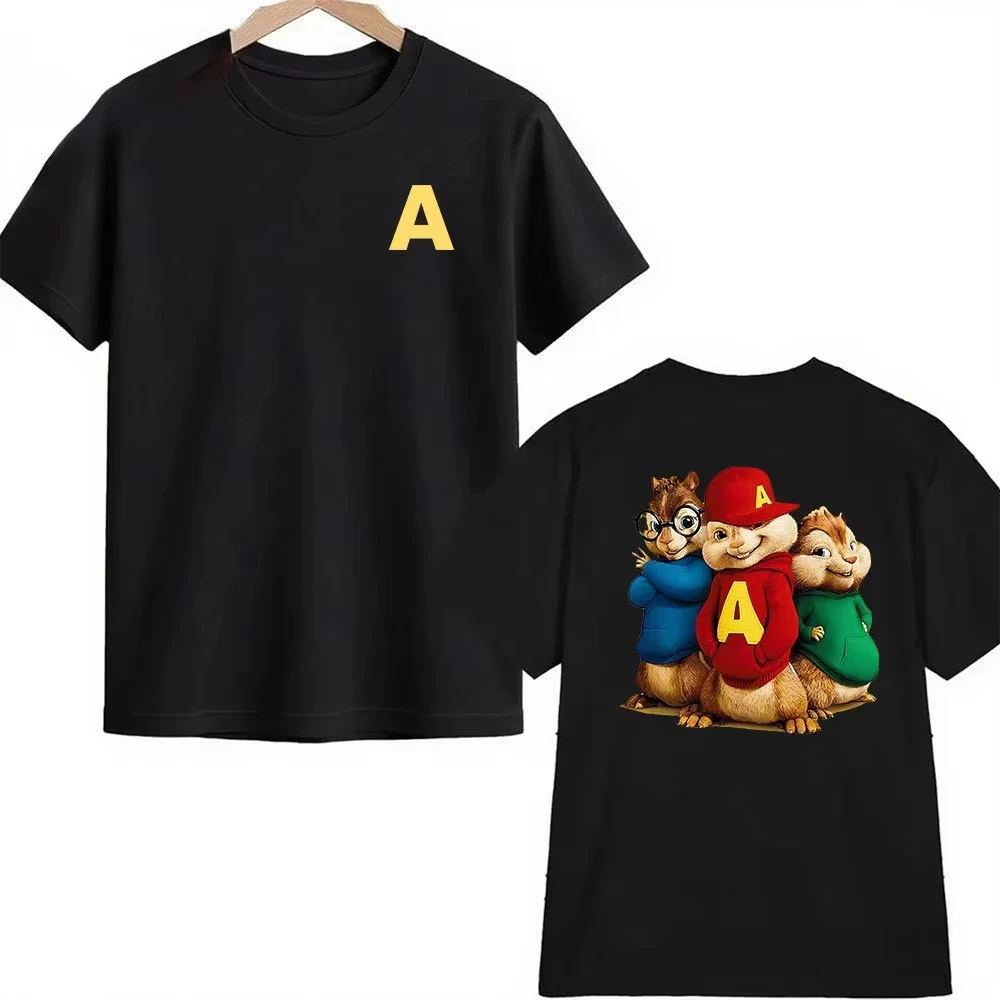 2026 new Comfortable Cotton Alvin And The Chipmunks The Squeakquel Tshirt Unisex 2 Sided Print Top For Men Women Casual Wear