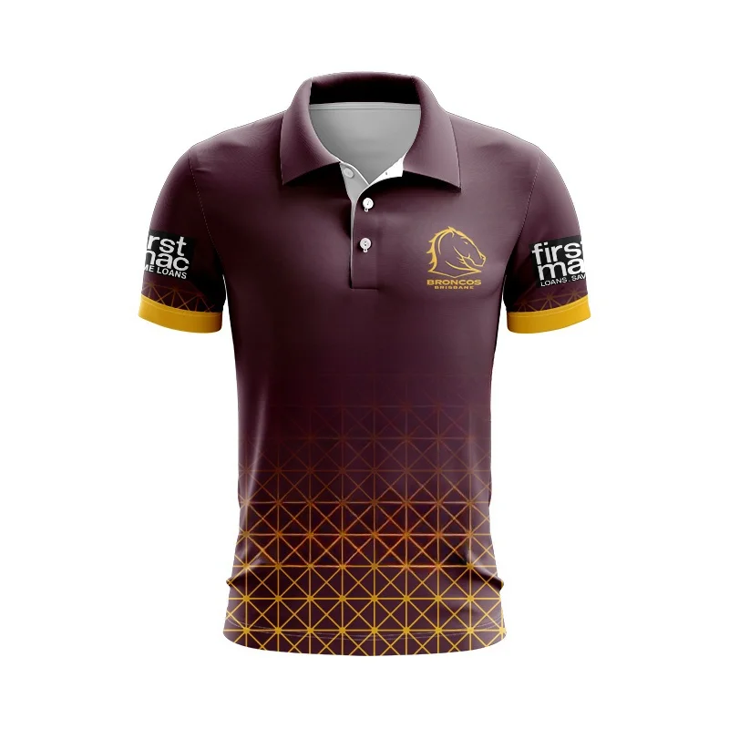 

POLO 2024 Brisbane Broncos away rugby shirt men's ocean training T-shirt