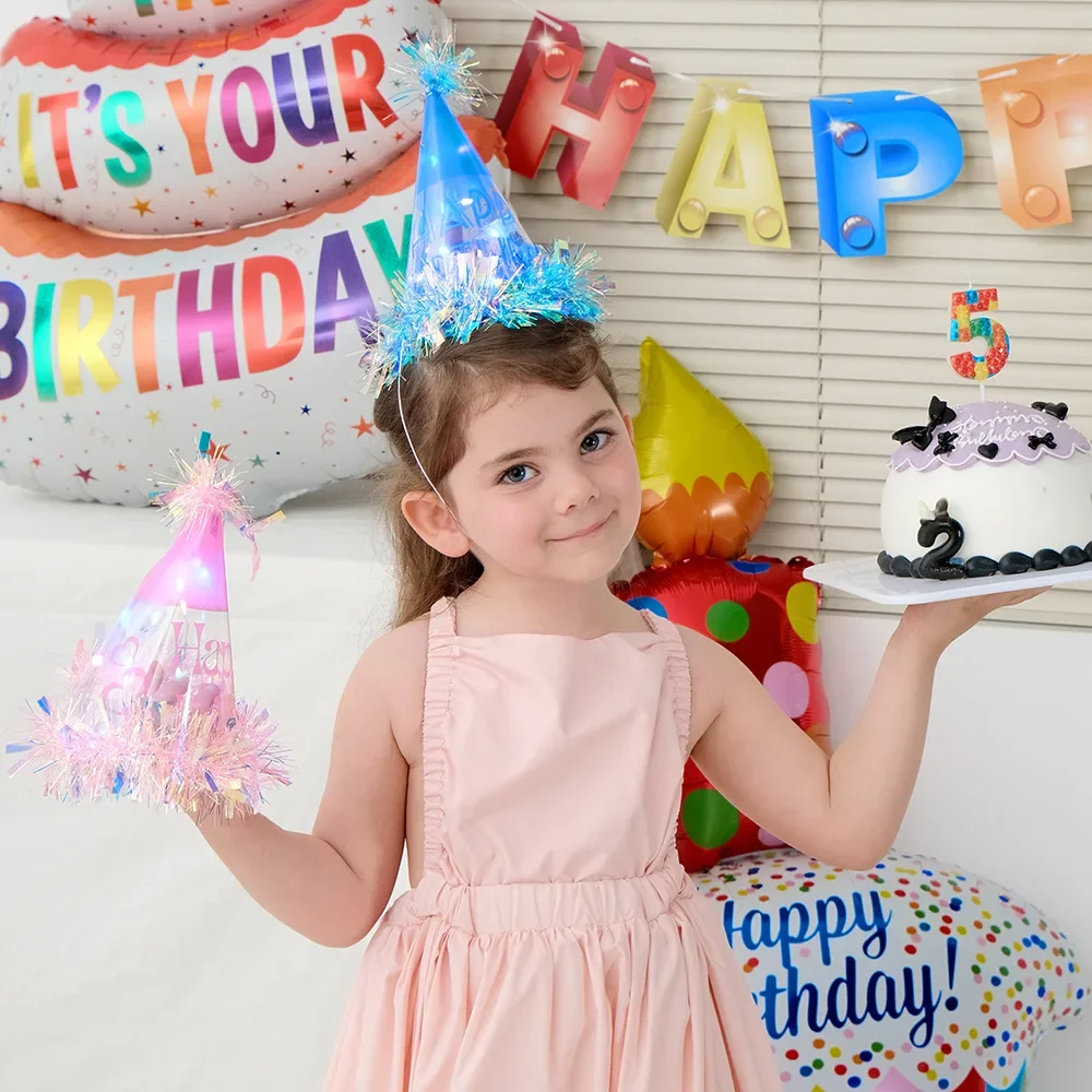 DIY Luminous LED Colorful Birthday Party Hat New Children's Birthday Hat Assemble Birthday Corner Hat