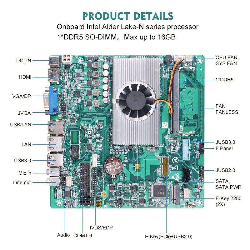 Cpu,alder lake産業用マザーボード,12th Gen,n100,n305,n300, 1 * hdmi