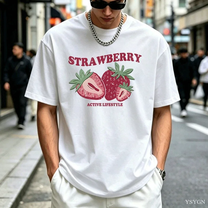 Cute Print T-Shirt Women Man Short Sleeve Tee Natural Fruit Graphic Top Kawaii Casual Summer Tshirt Friendly Gift Women Clothes