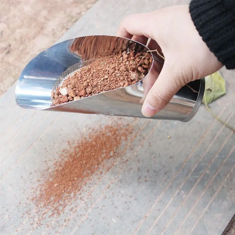Pala de acero inoxidable para el suelo, Cubo de cultivo para suculentas, ayudante de plantas bonsái en maceta, herramienta de jardín, colador B, 1