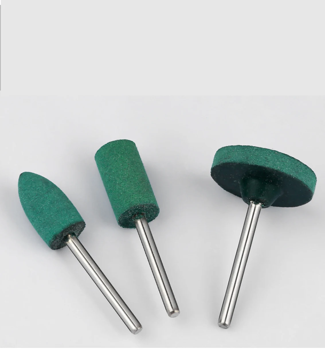 1PCS 2.35mm/3mm Handle Rubber Grinding Head Green Rubber Grinding Head for Mold Polishing Rotating Electric Tools