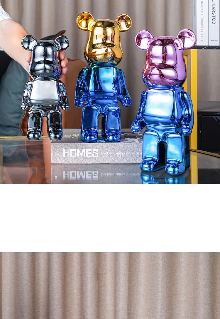 Violent Bear Building Blocks Bear, 28cm/11in Bearbricks 400% Collectible for Toys Lovers Office/Display Case Figurine Decoration (Size : Black