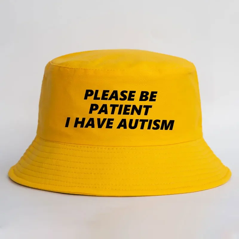 Please Be Patient I Have Autism Letter Print Bucket Hat Men Women Fisherman Hats Summer Outdoor Hunting Fishing Cap for Boy Girl