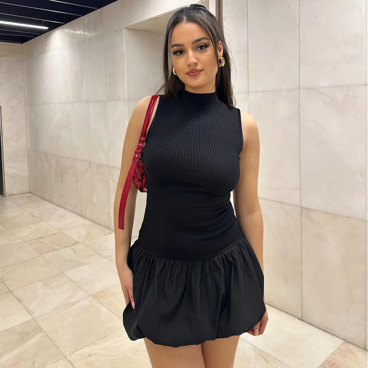 Vestidos das mulheres vestido outono mulher veludo smocking reunido plissado em camadas balançando artístico único chique elegante feminino moderno