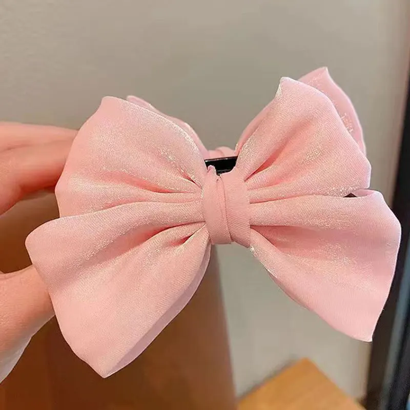 Klip rambut putri anak perempuan pita besar warna Solid klip lidah bebek anak-anak aksesori rambut Korea untuk anak perempuan