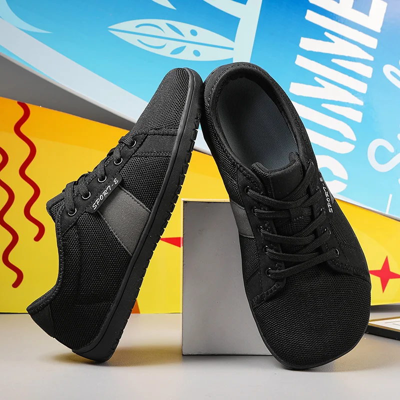 

Men's Vulcanized Shoes Breathable Wide Toe Barefoot Shoes Zero Drop Minimalist Sneakers Unisex Lace Up Non Slip Walking Shoes