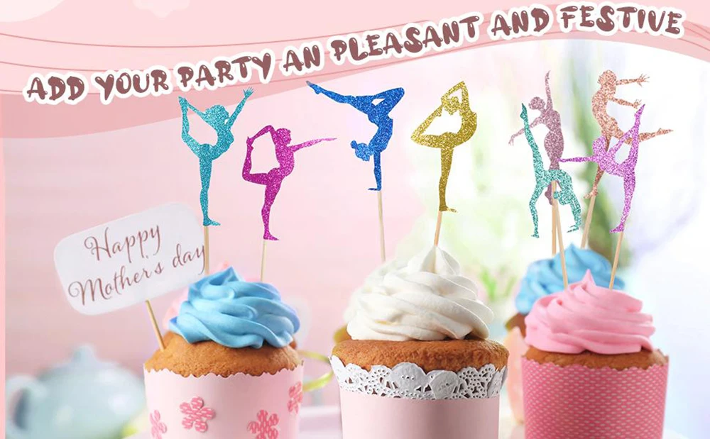 16/24Pcs Gymnastik Kuchen Topper Gymnastik Party Favors Turnerin Mädchen Cupcake Topper Gym Themen Geburtstag Kuchen Dekoration Lieferungen – Detail 3