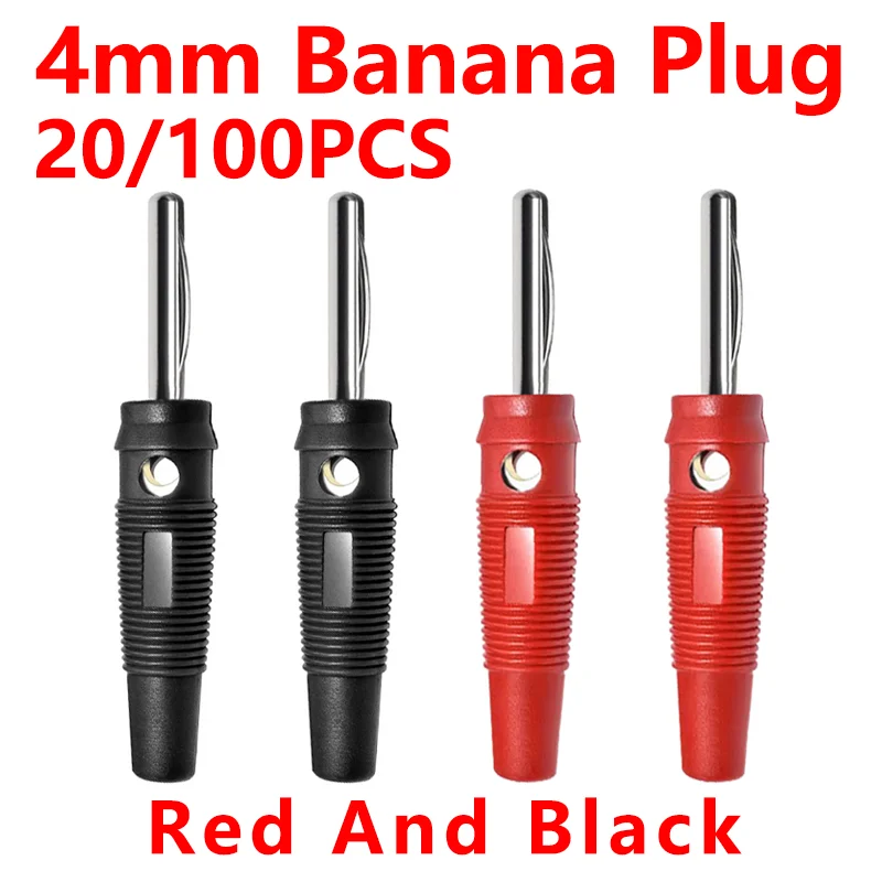 

KERE 20PCS 100PCS/Set 4mm Banana Plug 20A Stackable Insertion Connector with Insulation Protection Sleeve