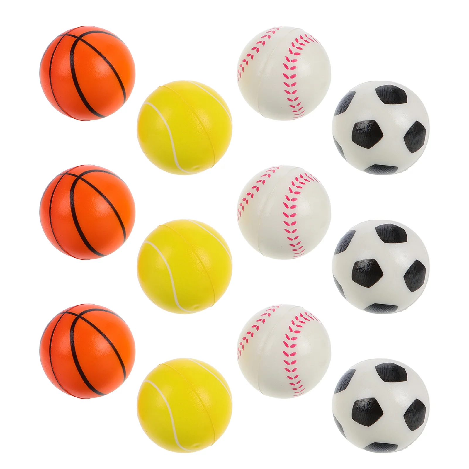 

12 Pcs Bouncy Ball Mini Basketball Party Favors Face Small Pu Volleyball Stress Balls Sports for Kids Football