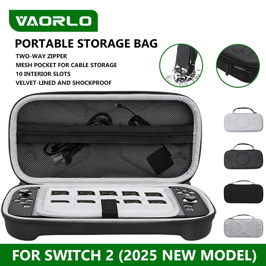 

Сумка для хранения для NS Switch 2 (новинка 2025 г.), дорожный чехол для Switch 2, водонепроницаемый и ударопрочный защитный чехол EVA, аксессуары, встроенные 10 слотов для карт