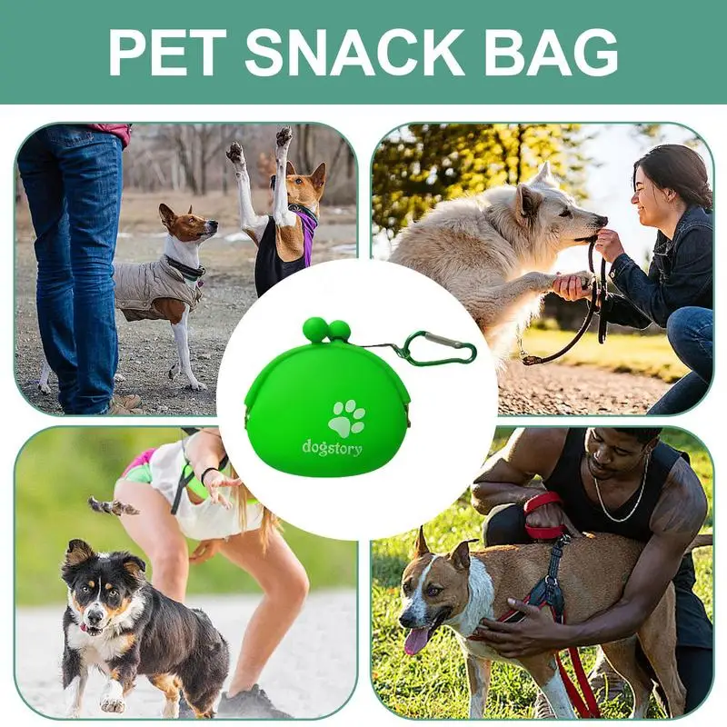 Silicone Dog Treat Pouch Dog Training Container Dog Treat Carrier Holder Puppy Treat Snack Bag  Food Reward Storage Bag