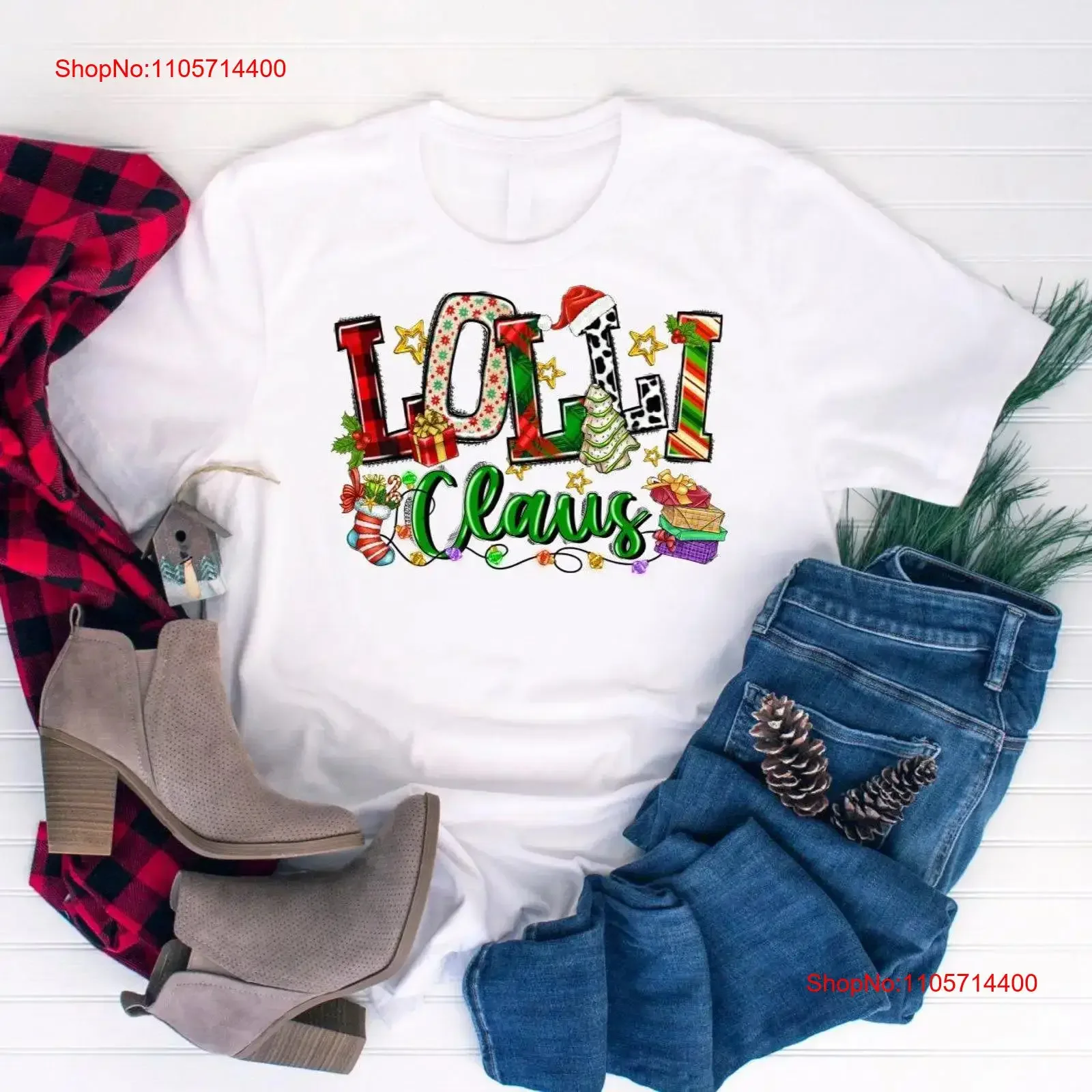 Lolli Claus Christmas T Shirt Family Funny Santa Xmas PNR698 vintage Washed streetwear Soft fashion Unisex Comfortable