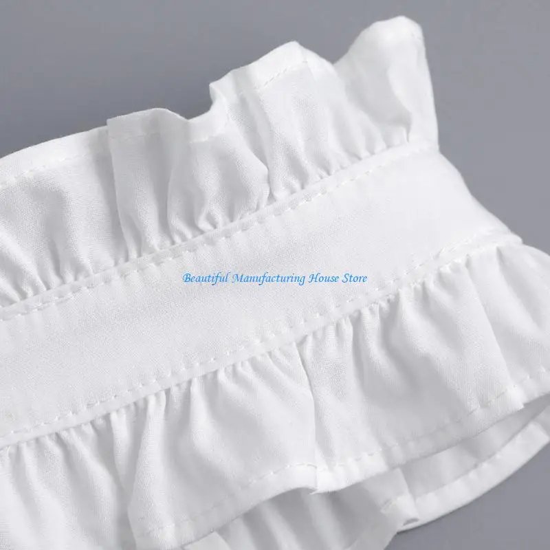 

E56A Fashionable Women Ruffled Cuffs Sleeves and False Collar Set Removable Collar Sleeves For Office Lady And Social Event