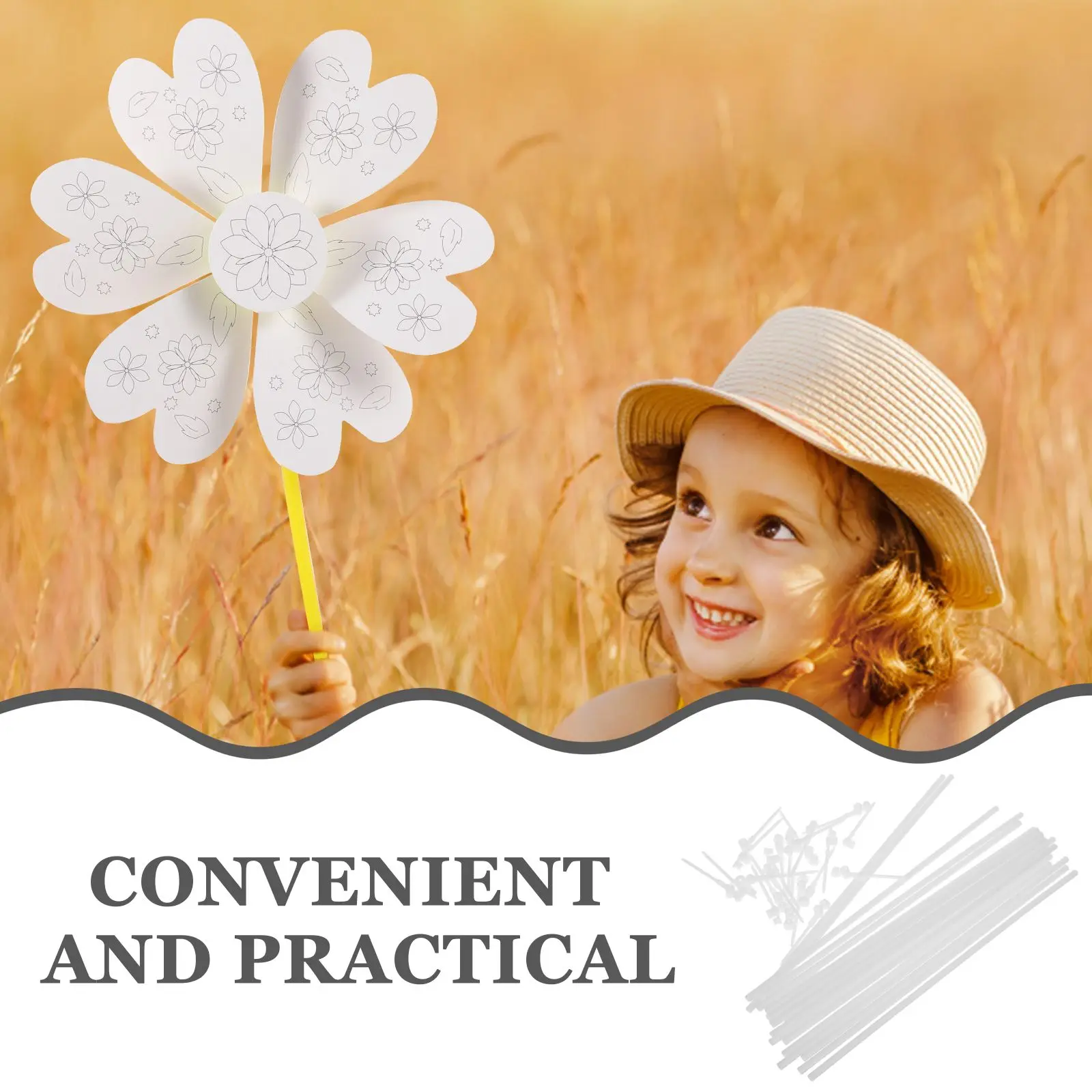 

20 Set Accessories DIY Pinwheels Solid Plain Stickers Rods Craft Kits Plastic Paper Stickers Jewelry Labels