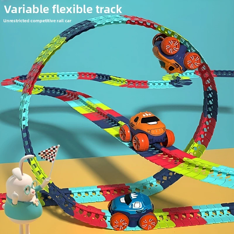 46-184pcs ปีนเขา Anti Gravity Race TRACK รถของเล่นชุด Twist Roller Coaster ยืดหยุ่น Racing TRACK ของเล่นสําหรับของขวัญเด็ก