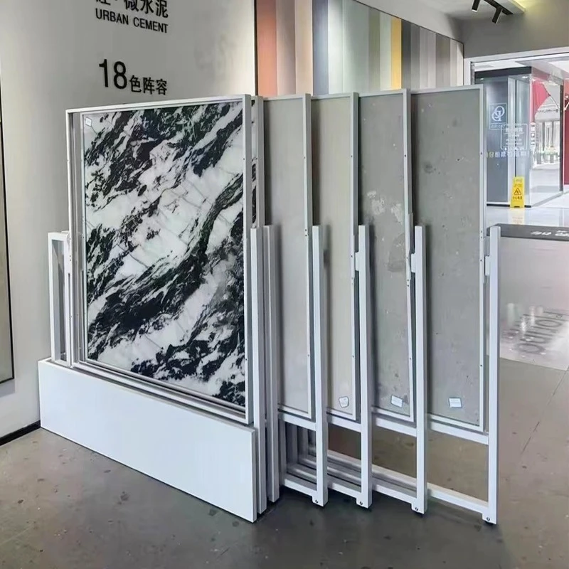 for 60X120 large slate sample display stand Durable pull-push rotating bracket for showroom tile display