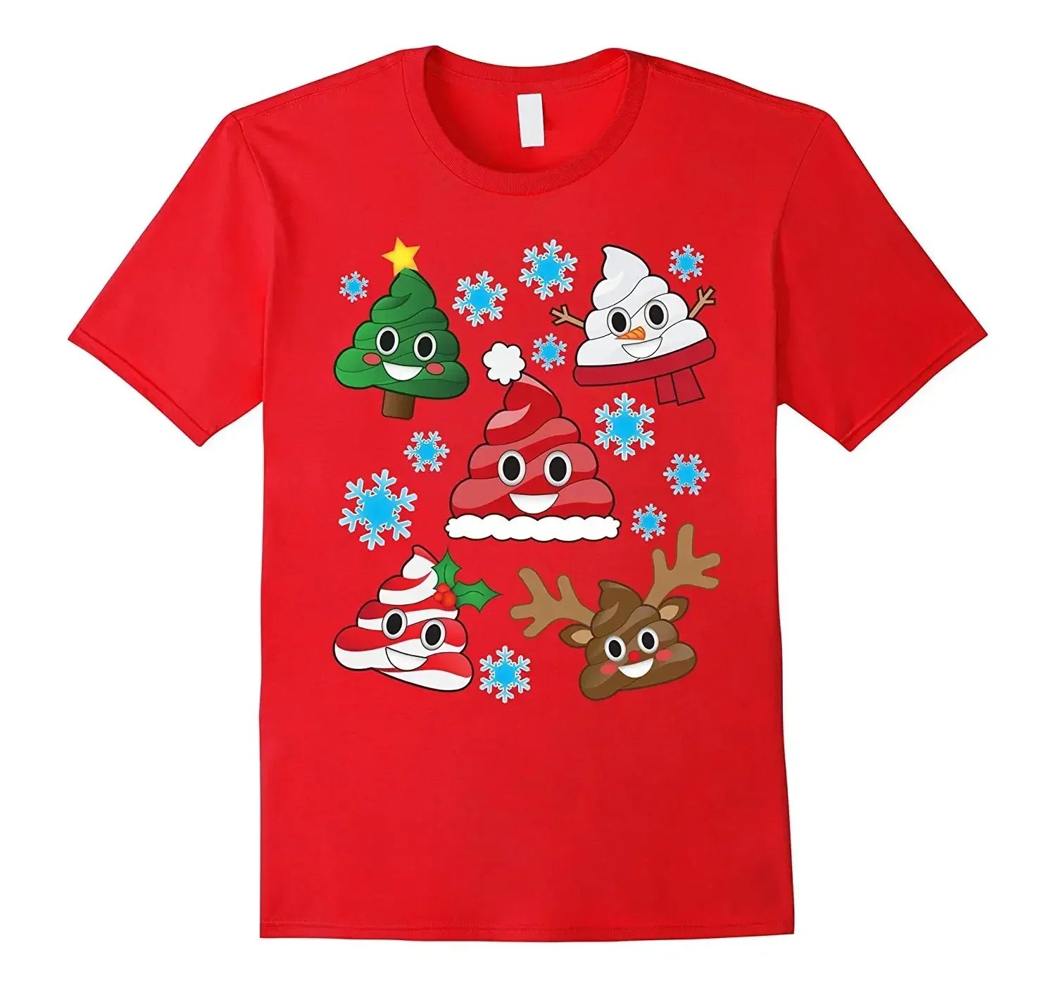 Funny Christmas Poop Cute Holiday Snowflake T-Shirt Men's Cotton Short Sleeve O-Neck T Shirt New S-3XL