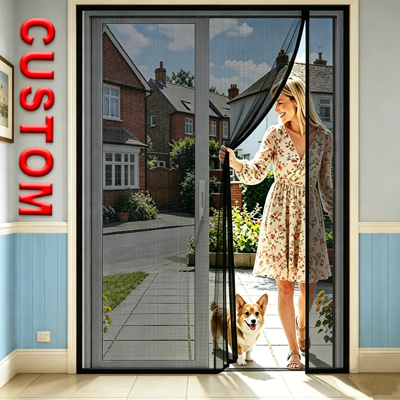Side Open Magnetic Door Screen Mosquito Net Custom Size Curtain Fly Insect Anti-mosquito Invisible Mesh For Indoor and Outdoor