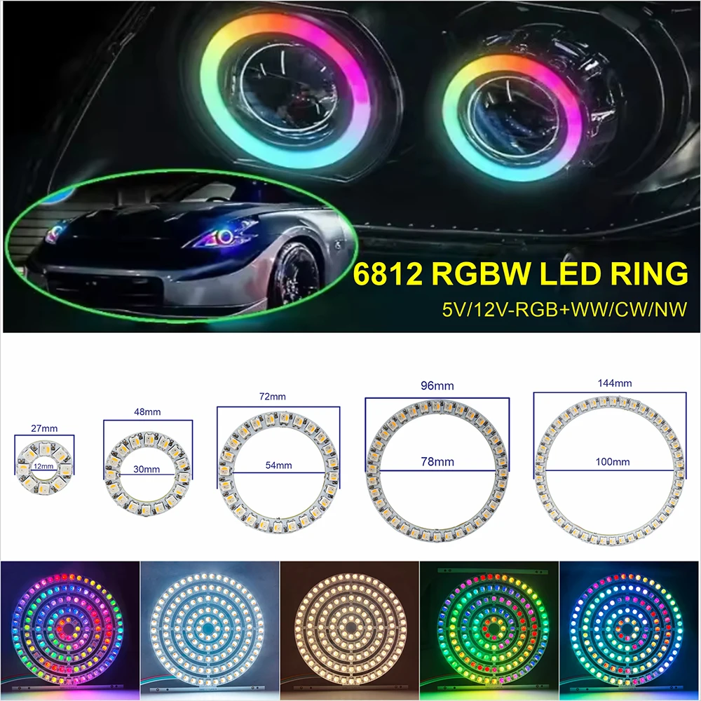 6812 RGBW WW CW LED Ring 8/16/24/35/45Leds LED Pixel Individually Addressable RGBW Light Ring SMD 5050 RGB IC Led Modules Light