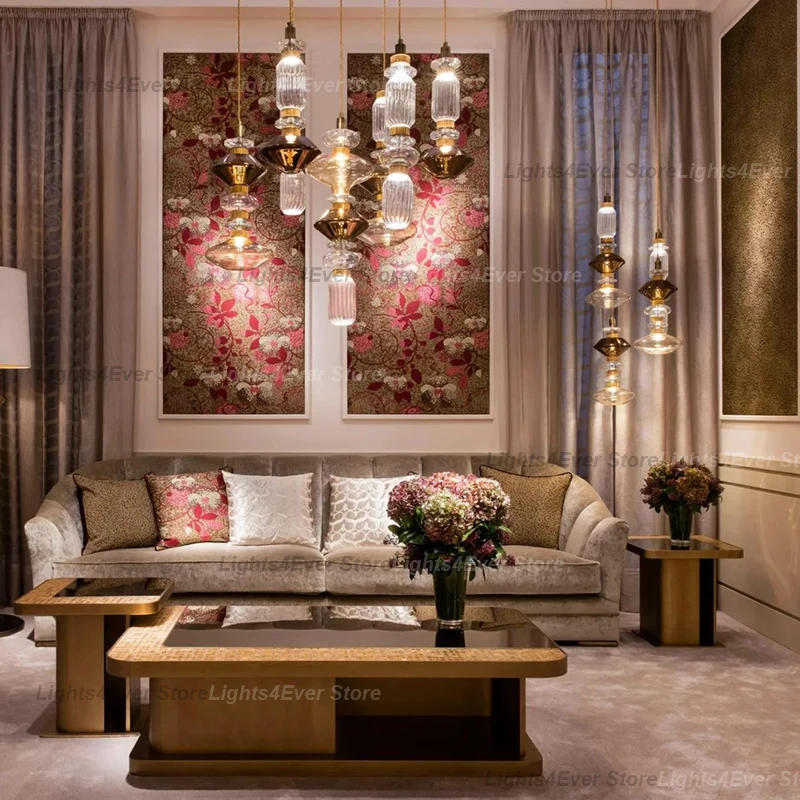 Free DIY LED Modern Elegant Glass Chandelier Elegant Home-applicant Suspension For Living Room Dining Room Bedroom