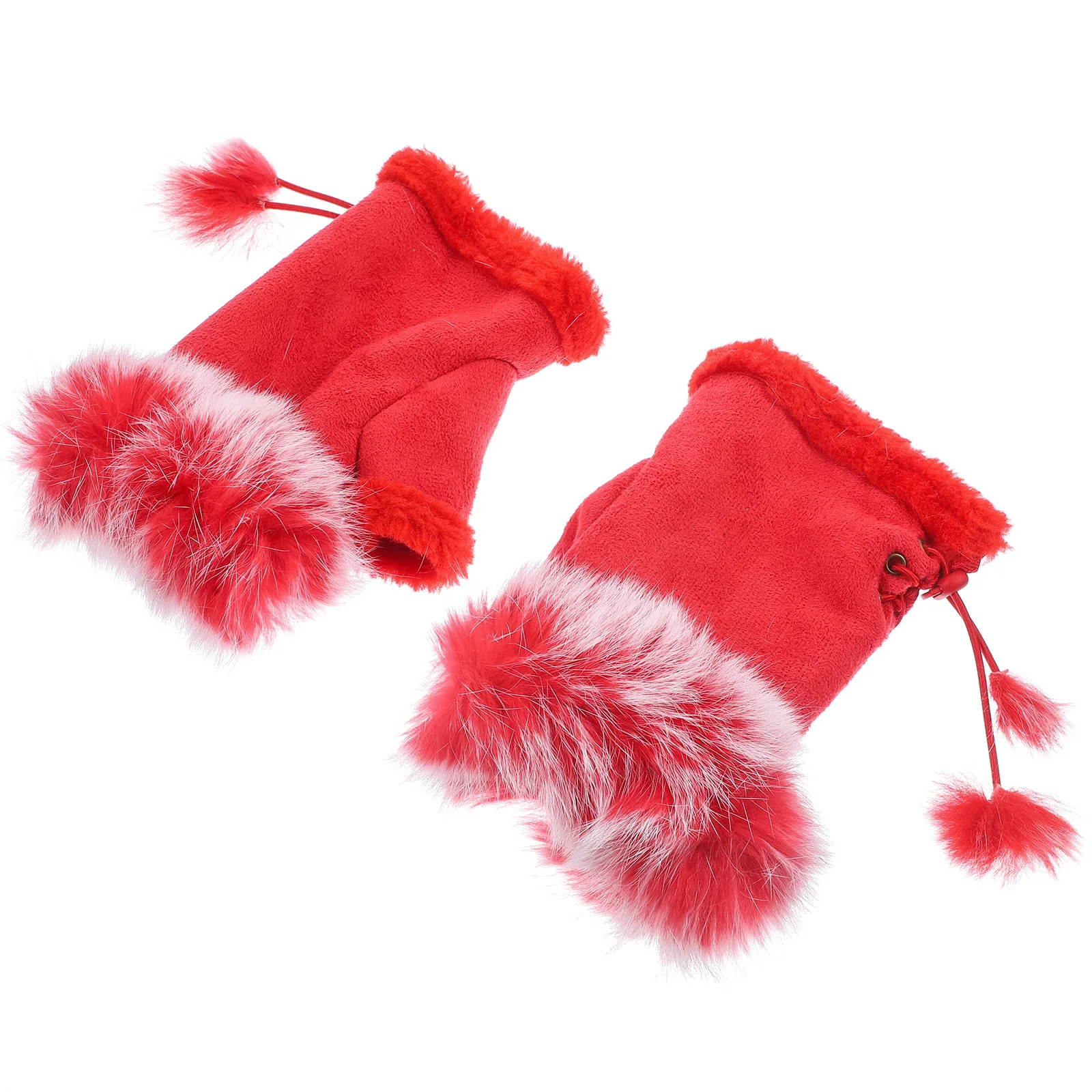 

1Pair Half Finger Warm Suede Gloves Adjustable Wrist Outdoor Sports Cycling Climbing Hiking Winter Thermal Insulation Fingerless