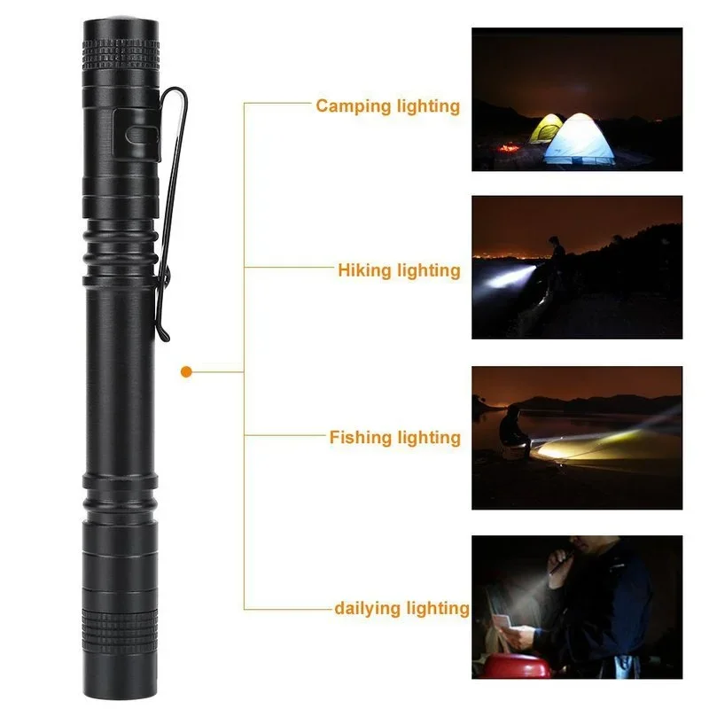 Mini LED Pen Torch Portable Penholder Led Flashlight Night Walking Lighting Car Maintenance Work Lanterna LED Torch Waterproof