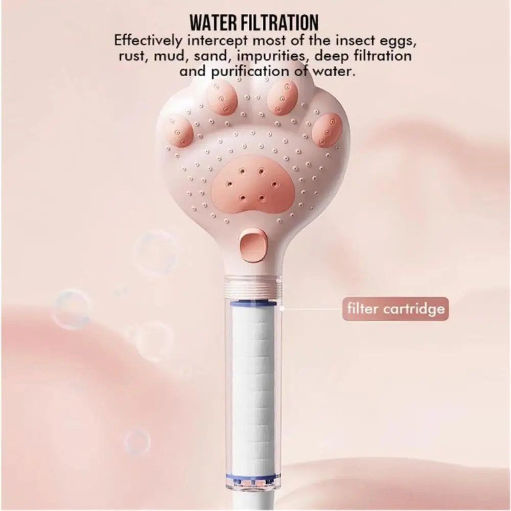 

Душевая лейка с 3 режимами, дизайн «Кошачья лапка», водосберегающая, регулируемая, простая установка, пластик, высокое давление