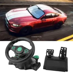 4 in 1 Gaming Steering Wheel with Pedals 180 Degree Rotation Vibration USB Car Steering Wheel for XB360/for
