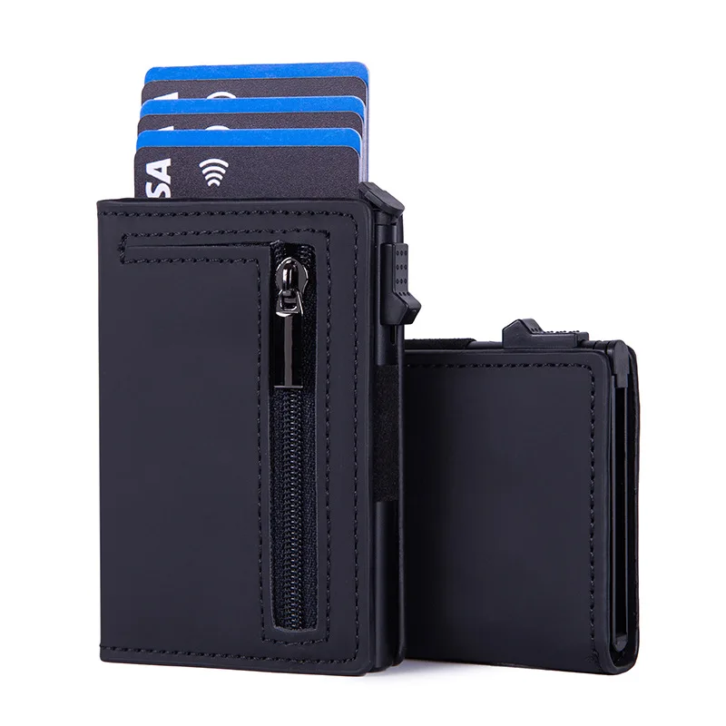 Magnetic Credit Card Holder Luxury Men Wallet Rfid Blocking Pop Up Minimalist Wallet Leather Bank Cardholder Case Wallet for Men