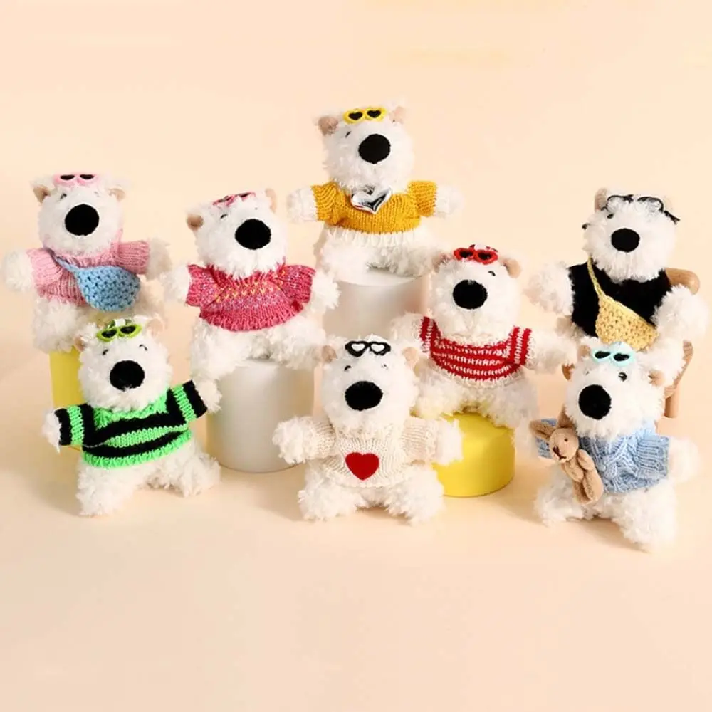 Stuffed West Highland Bag Pendant Anti-lost Rabbit Cartoon Animal Key Ring Satchel Heart Necklace Candy Color Doll Key Buckle