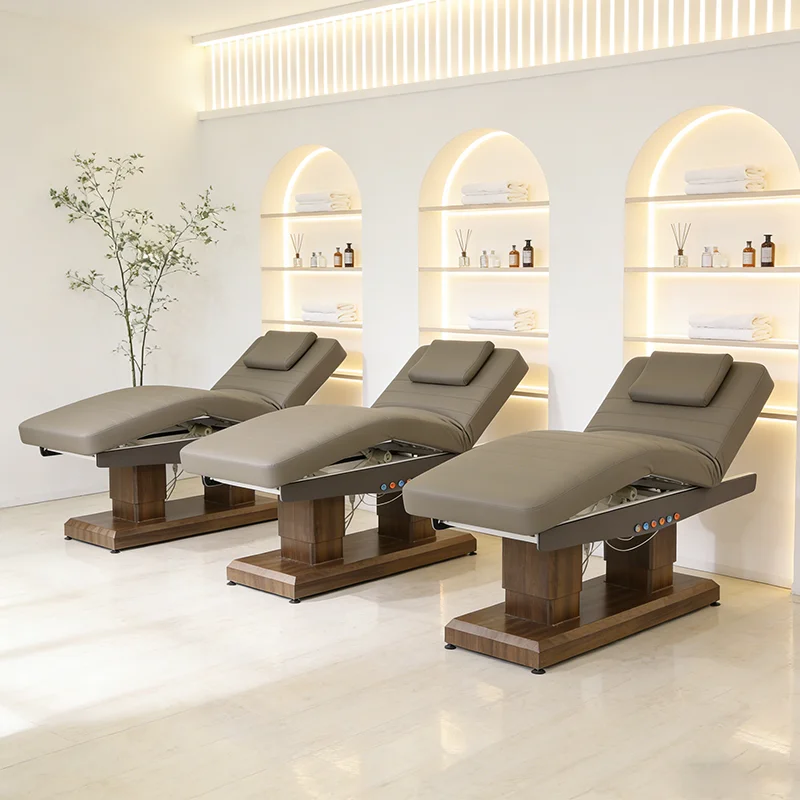 

3 Motor Electric Massage Table, Adjustable PVC Leather Facial Spa Bed, Esthetician Bed for Physical Therapy, Salon Furniture