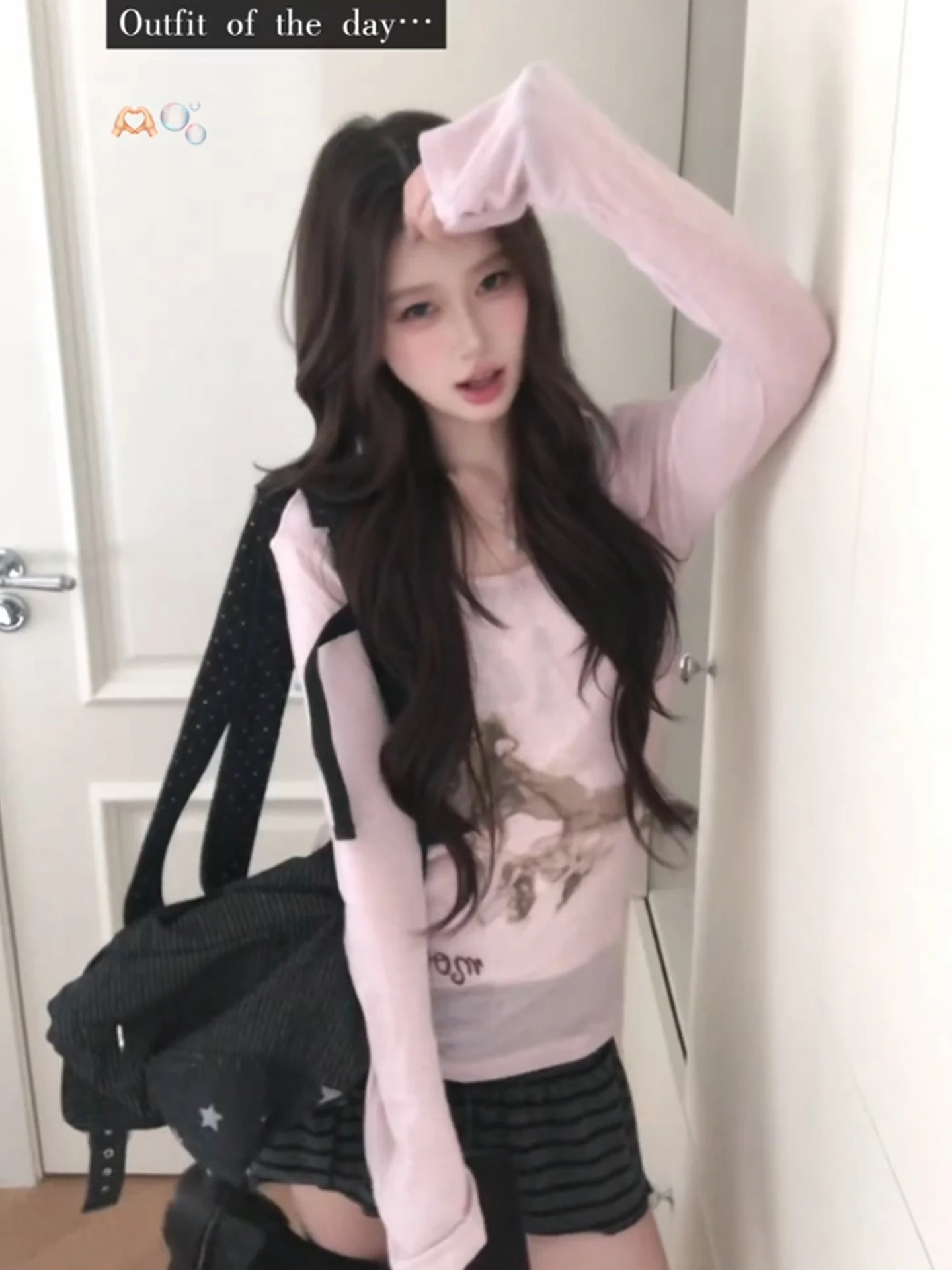 Retro Korean Long Sleeve T-Shirt Women's Slim Fit Lightweight Sun Protection Print Portrait Top Summer Fashion Girl Style