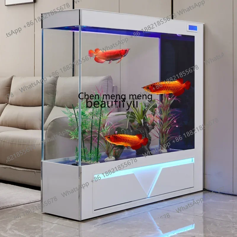 

xxFish Tank Living Room Super White Glass Large Smart Light Luxury Home Floor Aquarium Side Filter Change Water aquarium