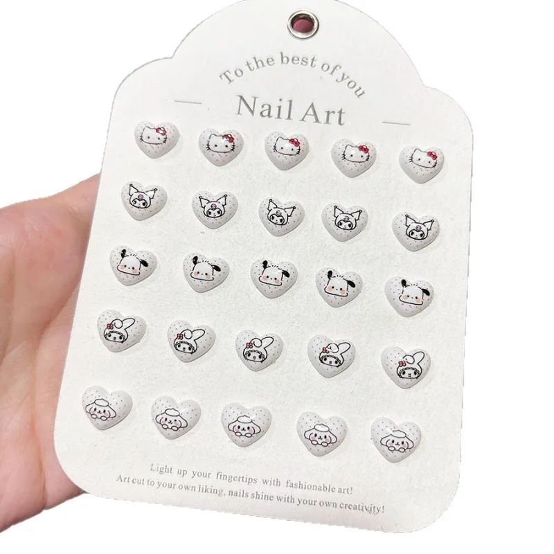 100개/팩 새로운 헬로키티 9*11mm 레진 네일 참 - 귀여운 하트 만화 네일 아트, 3D DIY 네일 액세서리 귀여운 매니큐어용